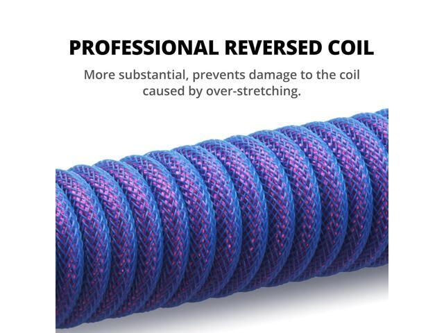 GUNMJO Pro Custom Coiled USB C Cable for Gaming Keyboard, Double-Sleeved Mechanical Keyboard Cable with Detachable Metal Aviator, 1.5M USB-C to...