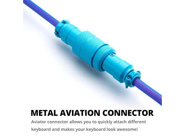 GUNMJO Pro Custom Coiled USB C Cable for Gaming Keyboard, Double-Sleeved Mechanical Keyboard Cable with Detachable Metal Aviator, 1.5M USB-C to...