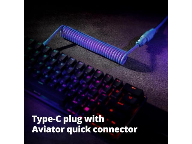 GUNMJO Pro Custom Coiled USB C Cable for Gaming Keyboard, Double-Sleeved Mechanical Keyboard Cable with Detachable Metal Aviator, 1.5M USB-C to...