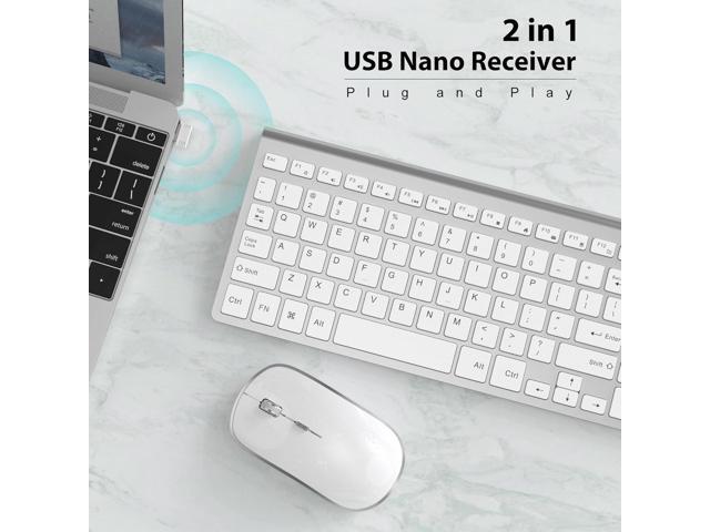 Wireless Keyboard Mouse, JOYACCES 2.4G Compact and Ultra Slim Wireless Keyboard and Mouse for Windows, Computer, Desktop, PC, Laptop-Sliver