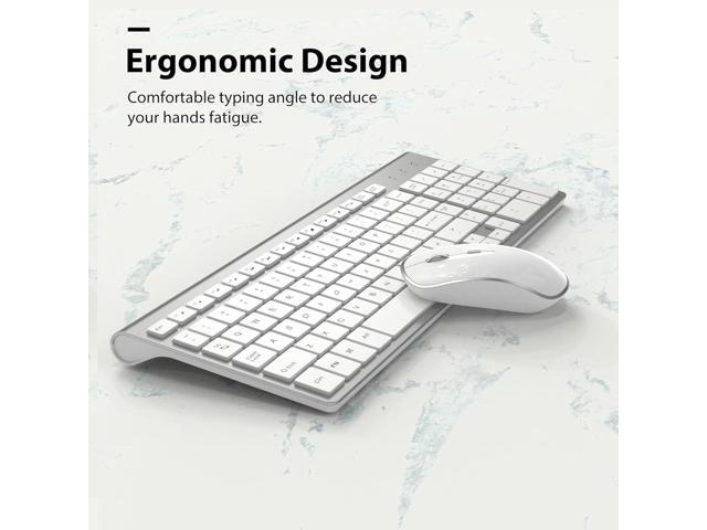 Wireless Keyboard Mouse, JOYACCES 2.4G Compact and Ultra Slim Wireless Keyboard and Mouse for Windows, Computer, Desktop, PC, Laptop-Sliver