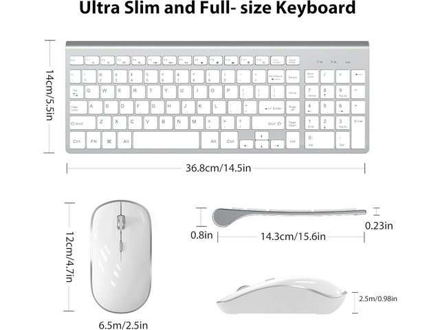 J JOYACCESS Wireless Keyboard and Mouse, Slim Wireless Keyboard Mouse with Numeric Keypad Compatible with iMac Mac PC Laptop Tablet Computer...