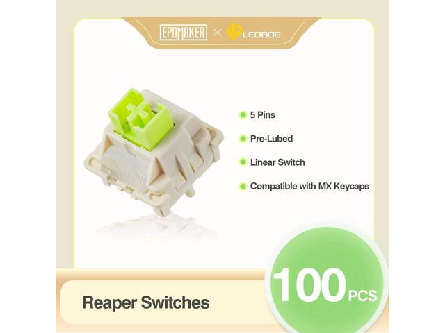 EPOMAKER x LEOBOG Reaper Keyboard Switches, 100 Pcs 45gf Linear Switch Set, Factory Lubed 5-Pin Switch with POM Stem, LED Slot for Mechanical...