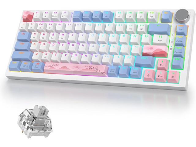 400PRO 75% Wireless Creamy Mechanical Keyboard Pink, Gasket Hot Swappable RGB Gaming Keyboard Bluetooth/2.4GHz/USB-C Cute Key Board with Pre-lubed...