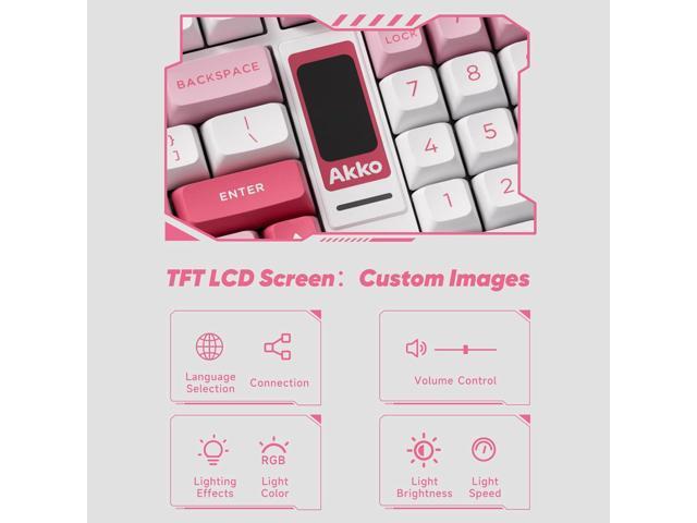 Akko 5098B Wireless Gaming Keyboard with Screen, Prunus Lannesiana Keyboard with Scroll Wheel, Hot-Swappable Mechanical Keyboard with Numberpad,...