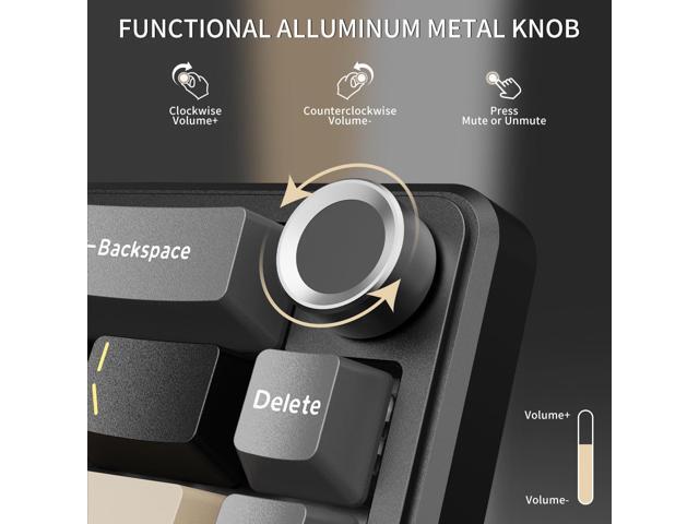 ATTACK SHARK X66 Wireless Mechanical Gaming Keyboard with Knob,Tri Mode USB-C/BT5.0/2.4G Gasket Mounted 60% RGB Gaming Keyboard 66Keys,PBT Keycap,...