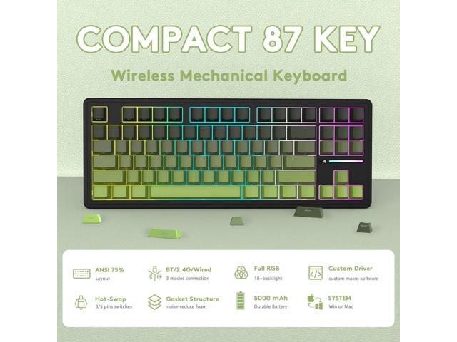 ATTACK SHARK M87 PRO Wireless Mechanical Gaming Keyboard,Hot Swappable Gasket RGB Custom Keyboard,Linear Switch & Side Printed PBT...