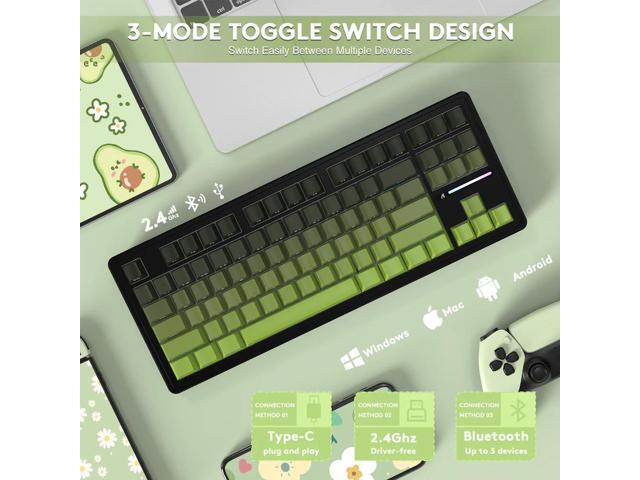 ATTACK SHARK M87 PRO Wireless Mechanical Gaming Keyboard,Hot Swappable Gasket RGB Custom Keyboard,Linear Switch & Side Printed PBT...