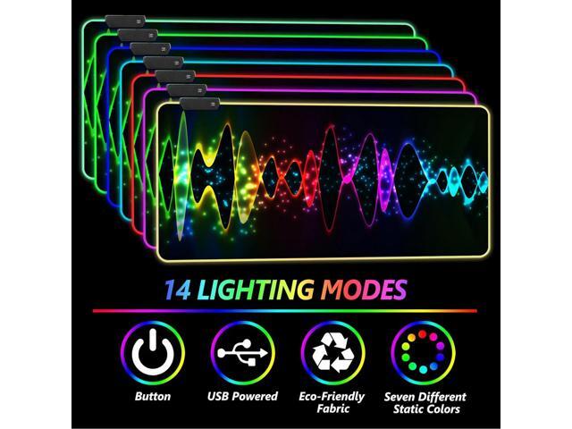 RGB Gaming Mouse Pad, DINKY Large Extended Soft Led Mouse Pad with 14 Lighting Modes, Water Resist Keyboard Pad, Computer Keyboard Mousepads Mat...
