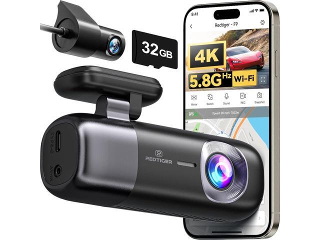 REDTIGER F9 Dash Cam 4K Front and Rear 1080P, WiFi GPS Car Camera with 32GB Card, Dual Dash Camera for Cars, Loop Recording, Night Vision, Parking...