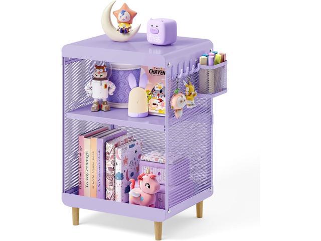 Kids Nightstand,Kids Bedside Table,Teen Girls Night Stand,Toddler Night Stand,End Table for Girls Room Storage,Purple Nightstand