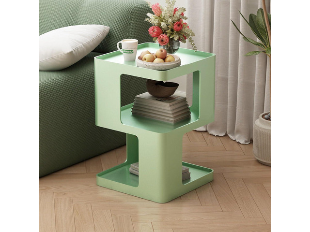Metal Small Nightstands, Modern Side Table with 3 Tiers Storage, Green End Table for Couch, Living Room Bedroom, Bedside Tables No Assembly Required