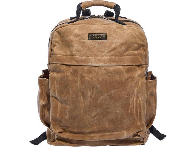 Waxed Canvas Backpack Durable Rucksack with Laptop Sleeve Water-Resistant Travel Bag for Work, Commute, School, or Outdoor Use