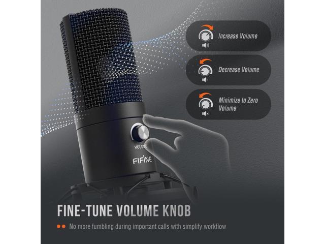 FIFINE Studio Condenser USB Microphone Computer PC Microphone Kit with Adjustable Boom Arm Stand Shock Mount for Instruments Voice Overs Recording...