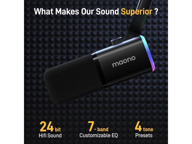 MAONO USB/XLR Dynamic Microphone for Gaming Streaming,Computer PC Microphone with Software-RGB, Mute Button, 48kHz/24bit Podcasting Desktop Mic for...