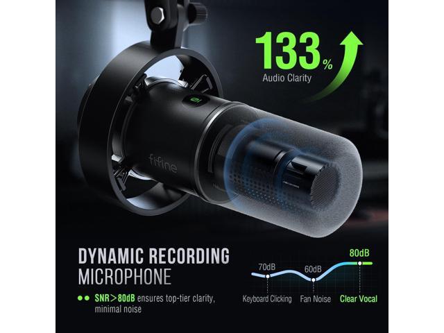 FIFINE Dynamic Microphone, XLR/USB Podcast Recording PC Microphone for Vocal Voice-Over Streaming, Studio Metal Mic with Mute, Headphone Jack,...