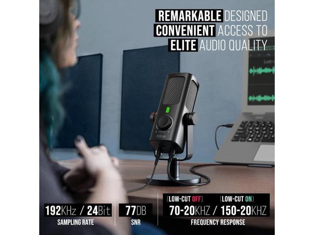 FIFINE USB-Podcast-Condenser-Microphone for Studio-Recording/Computer-Streaming, Desktop-Metal-Mic for YouTube Music Vocal Creation, with...