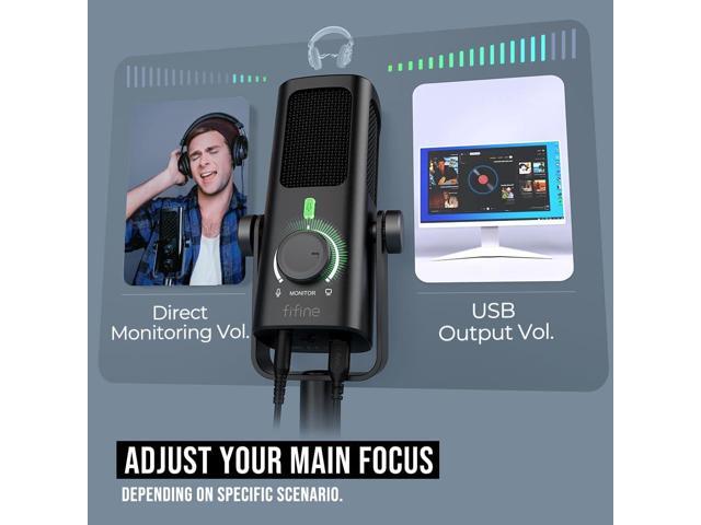FIFINE USB-Podcast-Condenser-Microphone for Studio-Recording/Computer-Streaming, Desktop-Metal-Mic for YouTube Music Vocal Creation, with...