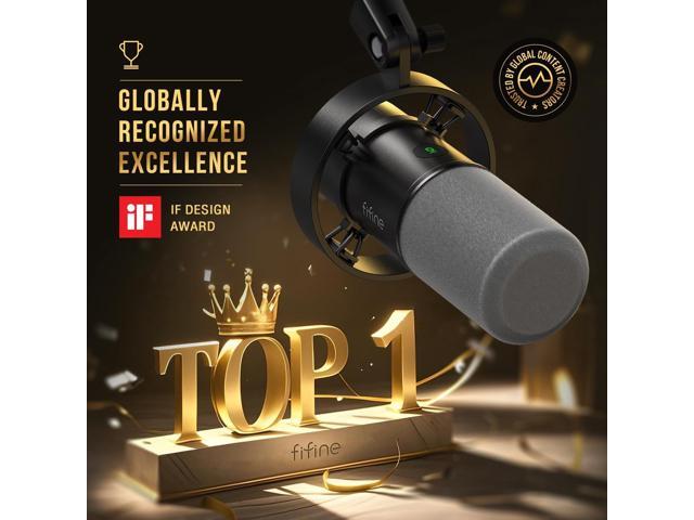 FIFINE Dynamic Microphone, XLR/USB Podcast Recording PC Microphone for Vocal Voice-Over Streaming, Studio Metal Mic with Mute, Headphone Jack,...