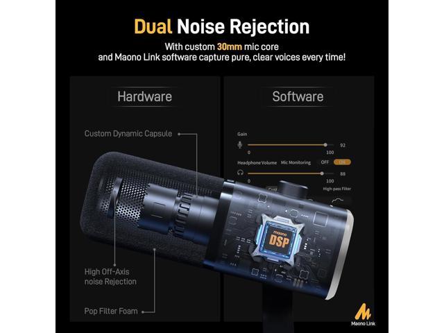 MAONO XLR/USB Gaming Microphone Kit: Dynamic PC Mic for Streaming Podcasting, Software Support, Mute Button, Gain Control, RGB Computer Mic with...