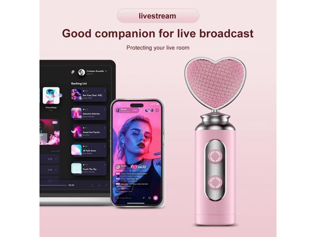 Pink USB Gaming Condenser Microphone for PC, Plug and Play, one Click Mute, Gain Control Cute Heart-Shaped Desktop Mic, for Twitch/YouTube/TikTok...