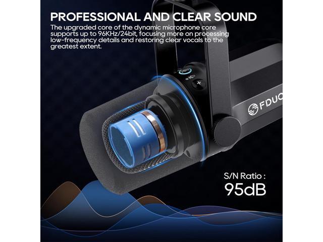 FDUCE SL40 USB/XLR Dynamic Microphone for Podcasting, Gaming, Live Streaming and Recording, Built-in Headphone Output, LED Mute Button, All Metal,...
