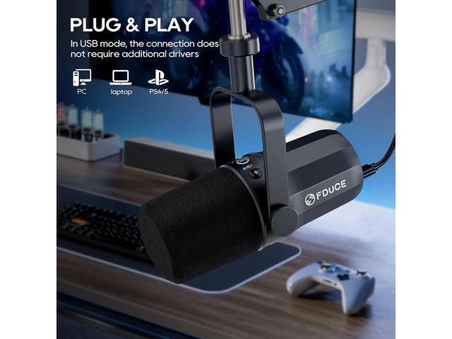 FDUCE SL40 USB/XLR Dynamic Microphone for Podcasting, Gaming, Live Streaming and Recording, Built-in Headphone Output, LED Mute Button, All Metal,...
