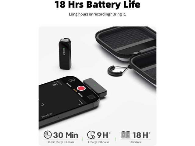 Wireless Lavalier Microphone for iPhone 15 16 & Android with Noise Cancellation, 100ft Transmission, 18H Battery Life, USB Type-C Wireless Lapel...