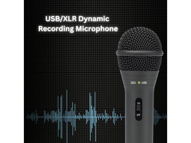 Samson Q2U Black Handheld Dynamic USB Microphone Bundle with Boom Arm and Pop Filter (3 Items)