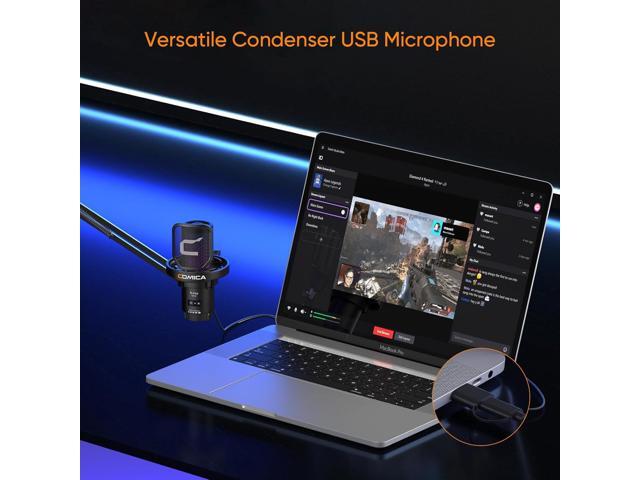 COMICA EJoy Uni USB Condenser Gaming for PC, PS4, PS5, USB C Phone, and Mac, Boom Arm RGB Computer Mic for Twitch, Streaming/Podcasting/YouTube,...
