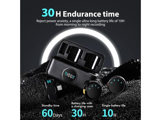 Wireless Lavalier Microphone with Charging Case,AI Noise Reduction,30H Endurance Time,Mini Wireless Microphone for iPhone 15 16 17/Android with...