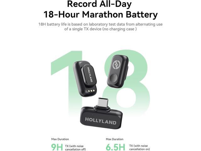 Hollyland Lark A1 Wireless Microphone for iPhone 15/16/17 & Android, 48kHz/24-bit, 3-Level Intelligent Noise Cancel, Magnetic Mini Mic for YouTube,...