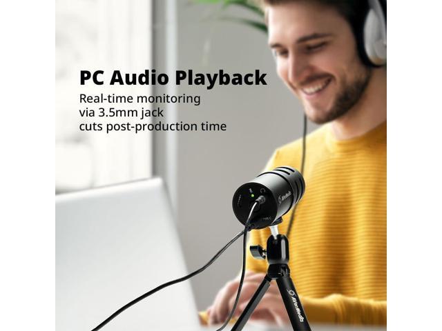 AVerMedia USB Mic for Streaming, Podcasting, Gaming with Cardioid Polar Pattern, Tripod Stand, Headphone Output, Mute Button, All Metal, for PC,...