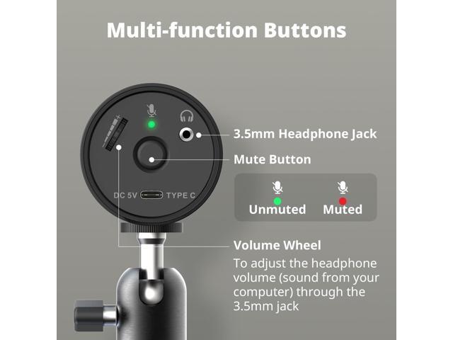 AVerMedia USB Mic for Streaming, Podcasting, Gaming with Cardioid Polar Pattern, Tripod Stand, Headphone Output, Mute Button, All Metal, for PC,...