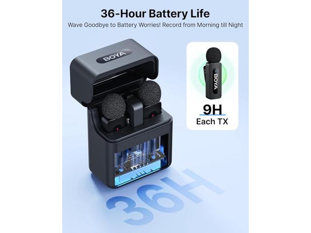 BOYA V30 Wireless Lavalier Microphone for iPhone/Android/PC/Laptop with USB-C Port, 36H Battery Life with Charging Case, Noise Canceling Clip on...