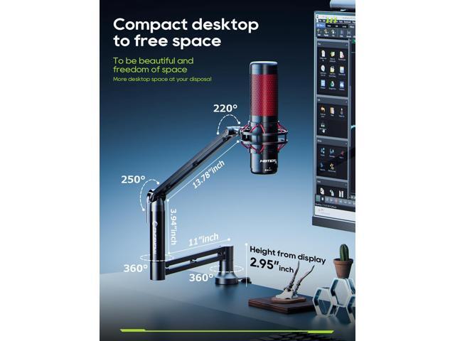 M05 Boom Arm, 360° Rotatable Microphone Stand with Desk Mount, Foldable Desk Mic Arm with 3/8'' to 5/8'' Screw Adapter, Microphone Arm for Live...