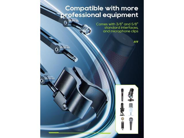 M05 Boom Arm, 360° Rotatable Microphone Stand with Desk Mount, Foldable Desk Mic Arm with 3/8'' to 5/8'' Screw Adapter, Microphone Arm for Live...