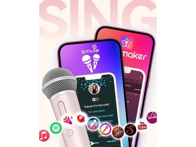 Singing Microphone with Earphone & Stand, Ideal for Vocal Recording, Podcasting, Live Streaming, Gaming, Compatible with Smule & Starmaker &...