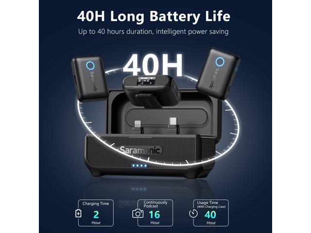 Saramonic BLINK500B2+ Wireless Lavalier Microphone for iPhone Android Type-C Smartphone Camera, 492ft Range, 20h Battery Life, Clip on Wireless...