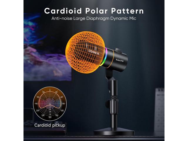 COMICA EJoy D10(D) USB Gaming Microphone RGB Dynamic Mic with Noise Cancellation, XLR/USB-C, Real-Time Monitoring, Muting, Professional Studio Mic...