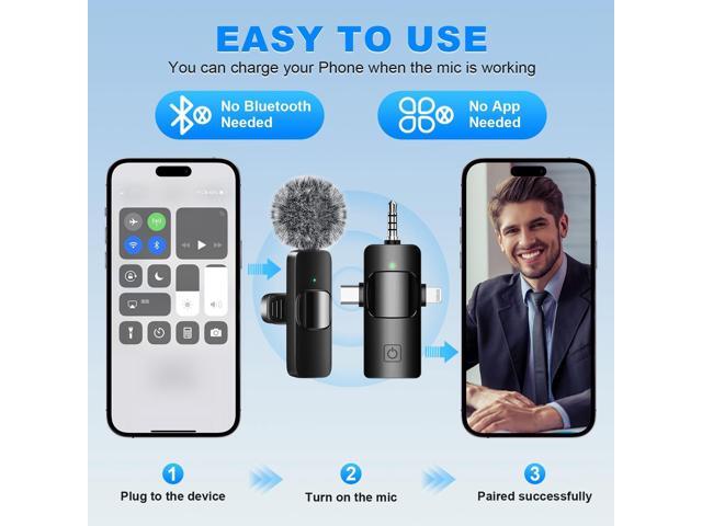 Weton 4 in 1 Wireless Lavalier Microphones for iPhone, Android, Camera, Laptop, USB-C, Mini Microphone, Noise Canceling Lapel Mic - Clip on Mic for...