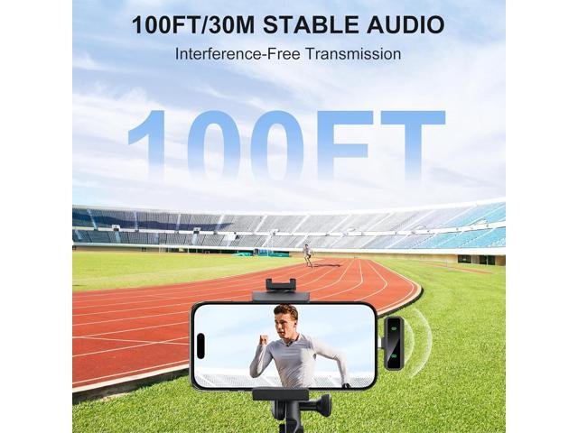 Mini Lavalier Microphone for iPhone/Android/PC, Lav Mic with 45H Battery, Noise Cancellation, 48KHz 16-Bit, Wireless Mic for Video Recording,...