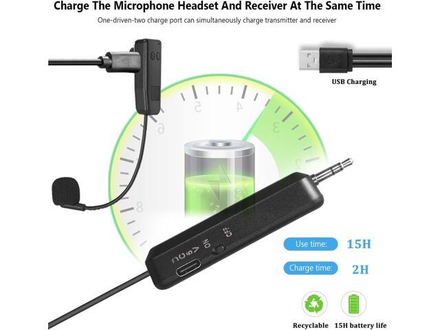 Wireless Microphone System for 4 People,2.4G Wireless Headset Mics and Handheld Mics 2 in 1,Ideal for Speakers,Voice Amplifier,PA...