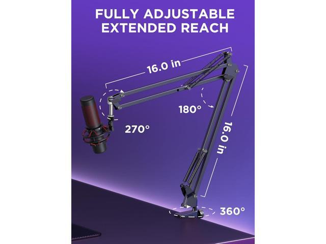 InnoGear Microphone Stand Mic Boom Arm for Blue Yeti HyperX QuadCast S SoloCast Snowball Fifine K669B and other Mic, with Shock Mount Windscreen...