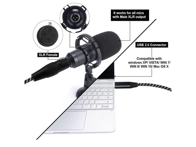 USB Microphone Cable,XLR to USB Cable 10Ft,XLR Female to USB Mic Link Converter Cable for Microphones or Recording Karaoke Sing