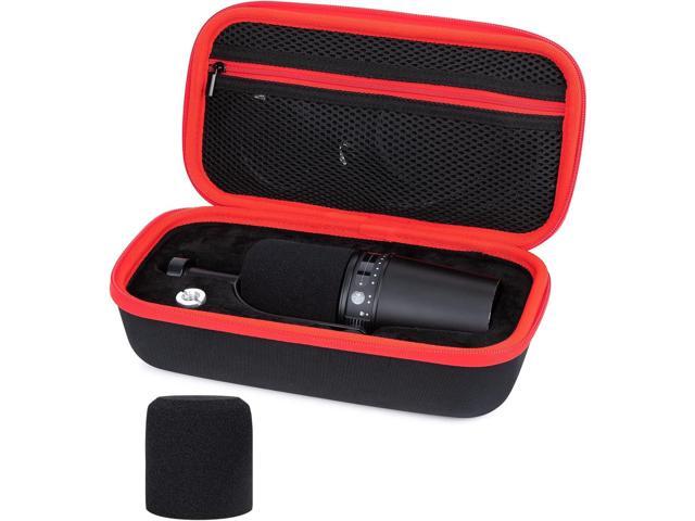 YOUSHARES MV7 Microphone Case Bag with Mic Cover Foam - Mic Case Hard Carring Case with Windshield Compatible with Shure MV7 USB Condenser Microphone