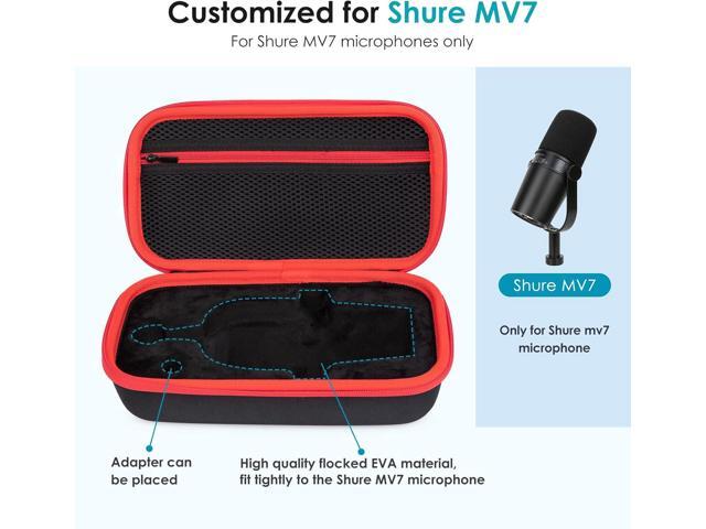 YOUSHARES MV7 Microphone Case Bag with Mic Cover Foam - Mic Case Hard Carring Case with Windshield Compatible with Shure MV7 USB Condenser Microphone