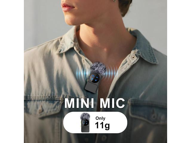 Mini Wireless Lavalier Microphone for iPhone iPad Android with Lightning/USB-C Plug, 80H Work Time Noise Reduction Lapel Mic for Recording, Clip...