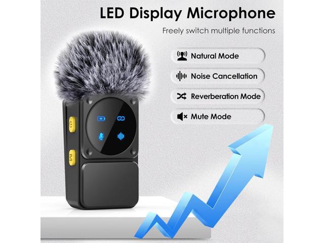 Mini Wireless Lavalier Microphone for iPhone iPad Android with Lightning/USB-C Plug, 80H Work Time Noise Reduction Lapel Mic for Recording, Clip...