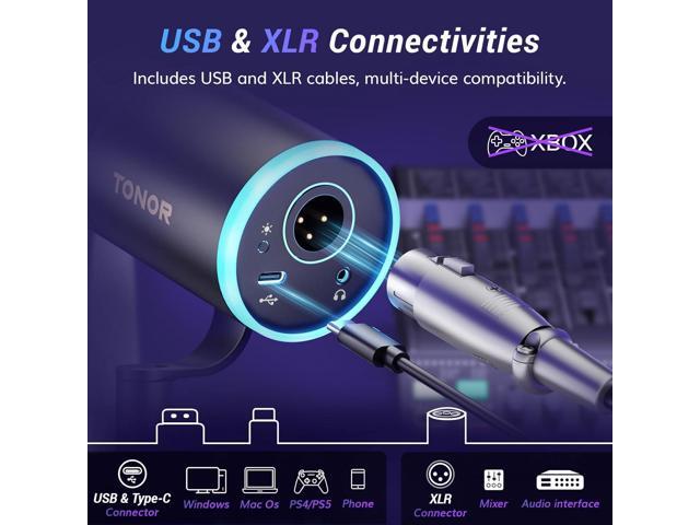 TONOR Dynamic Microphone, XLR/USB Microphone for Gaming, Streaming, XLR Cardioid Studio Mic with Quick Mute, Headphone Jack, Volume Control, Mic...